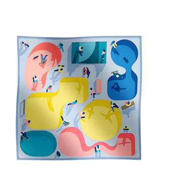 (Women) HERMES Silk Scarf with Printed Design in Blue. H004107Sv05