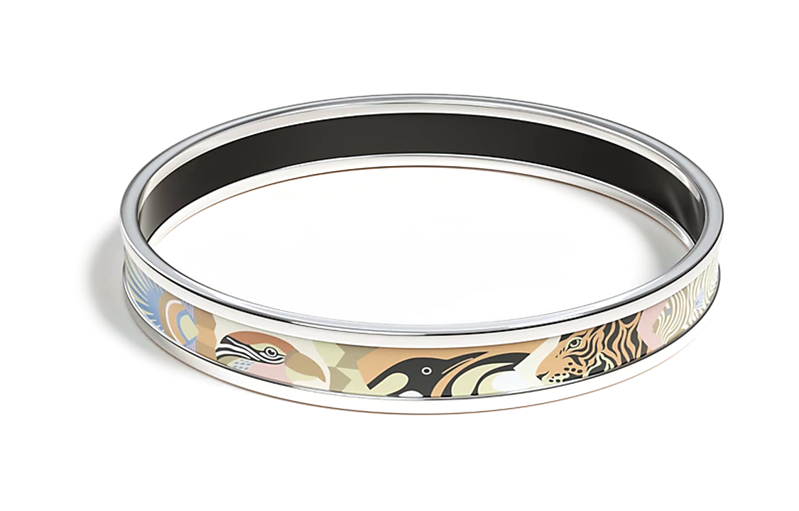 Order (W) HERMES Gelang Perak Bersadur Palladium dengan Reka Bentuk Haiwan H210004FPF365