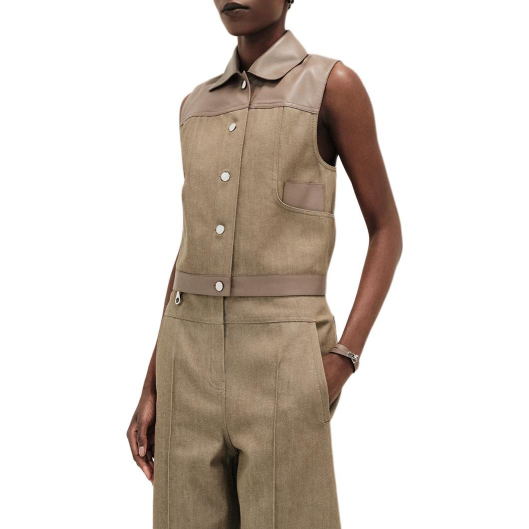 (Women) HERMES  Sleeveless Cotton Jacket in Teal Green. H5E0253DHCN