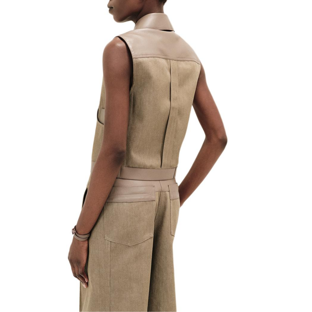 Lookbook (Women) HERMES  Sleeveless Cotton Jacket in Teal Green. H5E0253DHCN