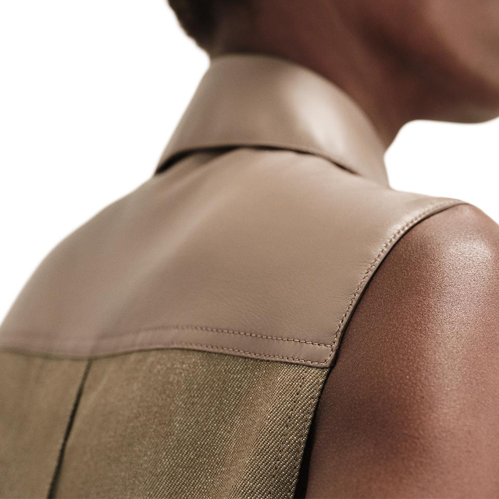 Shop (Women) HERMES  Sleeveless Cotton Jacket in Teal Green. H5E0253DHCN