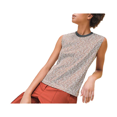 (Women) HERMES Sleeveless Loose Fit Printed Crew Neck T-Shirt H4E4625DB1W