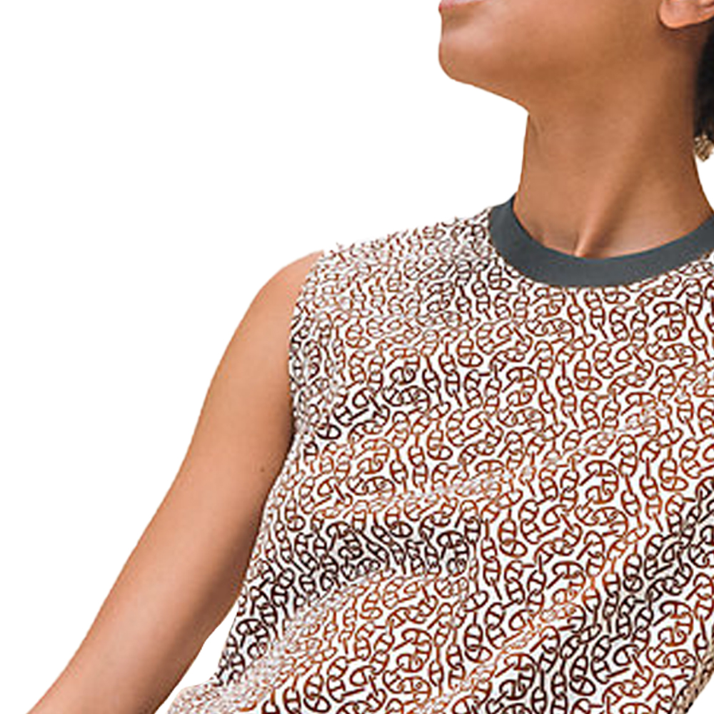 Shop (Women) HERMES  Sleeveless Loose Fit Printed Crew Neck T-Shirt H4E4625DB1W