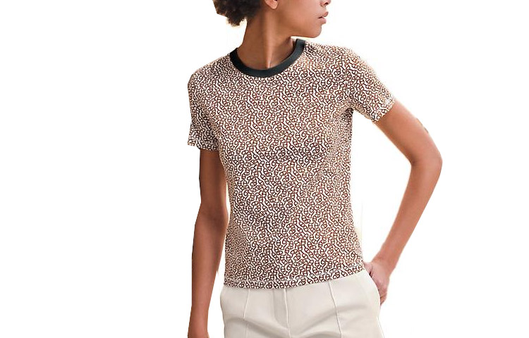 Order (W) HERMÈS Camiseta Marrón Slim Fit de Manga Corta con Estampado Gráfico. H4E4620DB1W