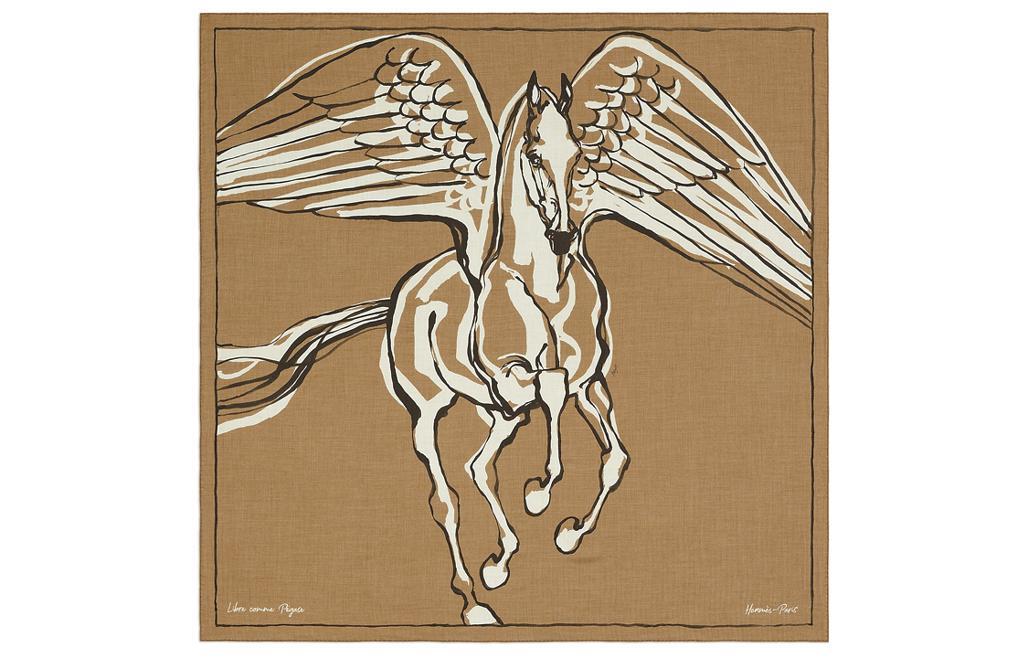 (Women) HERMES  Soft Classic Stylish Comfortable Warm Shawl Caramel Brown. H243802S10