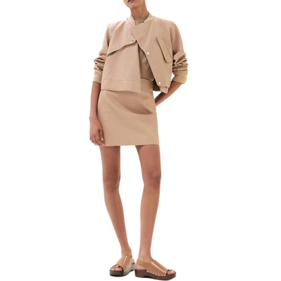 Order (Women) HERMES  Solid Beige Button-Up Crewneck Jacket. H5E1216DLD1-36