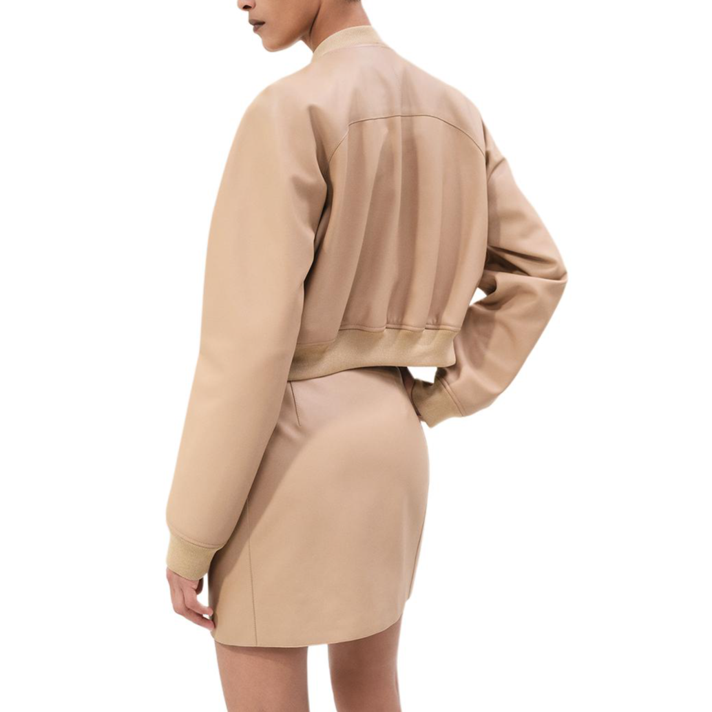 Shop (Women) HERMES  Solid Beige Button-Up Crewneck Jacket. H5E1216DLD1-36