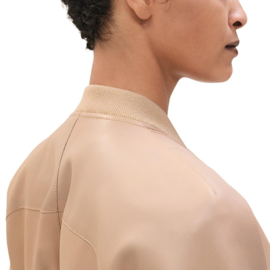 Details for (Women) HERMES  Solid Beige Button-Up Crewneck Jacket. H5E1216DLD1-36