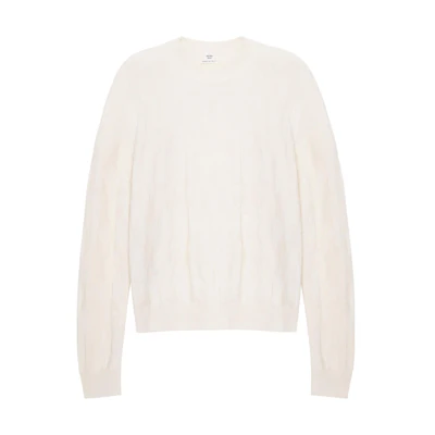 (Women) HERMES Solid Color Crewneck Knit Sweater - White H3H2617D4A3