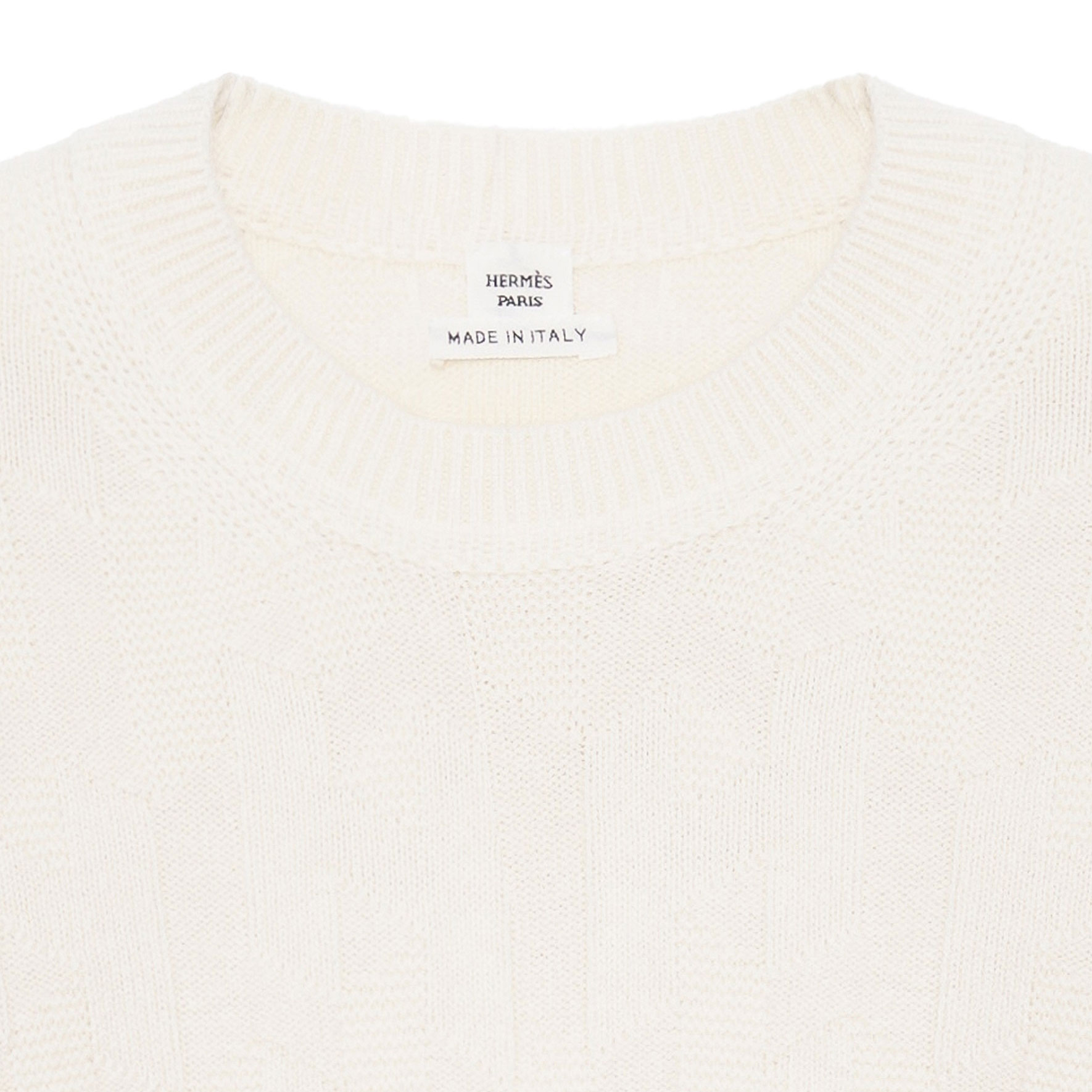 Shop (Women) HERMES  Solid Color Crewneck Knit Sweater - White H3H2617D4A3
