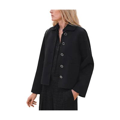 (Women) HERMES Solid Color Long Sleeve Jacket Black H4H0102DA02