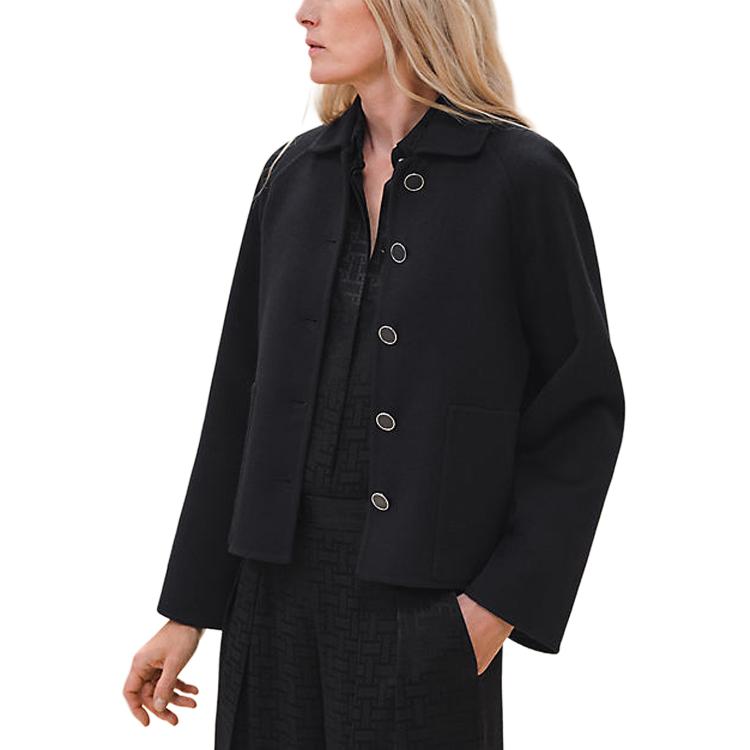 Order (Women) HERMES  Solid Color Long Sleeve Jacket Black H4H0102DA02