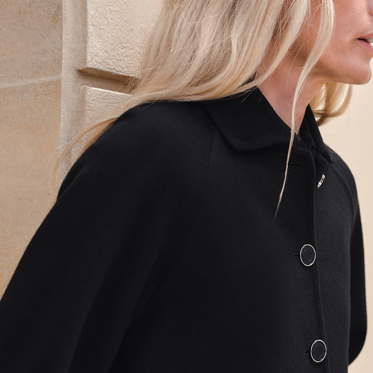 Shop (Women) HERMES  Solid Color Long Sleeve Jacket Black H4H0102DA02