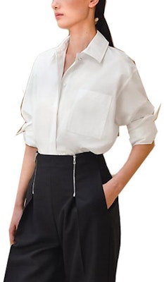 (W) HERMES Kemeja Putih Lengan Panjang Berpoket Solid Colour H4E0601DV90 Order (W) HERMES Kemeja Putih Lengan Panjang Berpoket Solid Colour H4E0601DV90