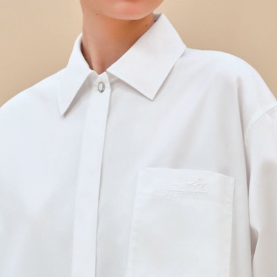 (W) HERMES Kemeja Putih Lengan Panjang Berpoket Solid Colour H4E0601DV90 Shop (W) HERMES Kemeja Putih Lengan Panjang Berpoket Solid Colour H4E0601DV90