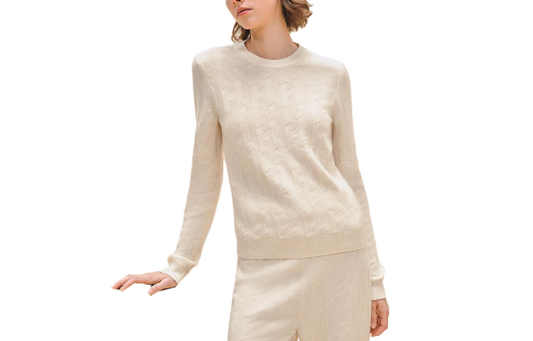 (Women) HERMES  Solid Color Ribbed Knit Long-Sleeve Crewneck Sweater H4E2610D3A3