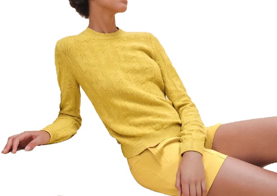 (Women) HERMES Solid Color Ribbed Knit Long-Sleeve Crewneck Sweater H4E2610D3A3 4