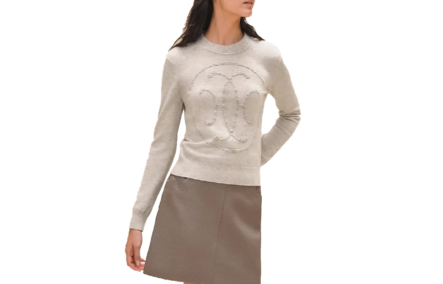 (Women) HERMES  Solid Color Round Neck Casual Long Sleeve Sweater. H4E2602D102 圖 8