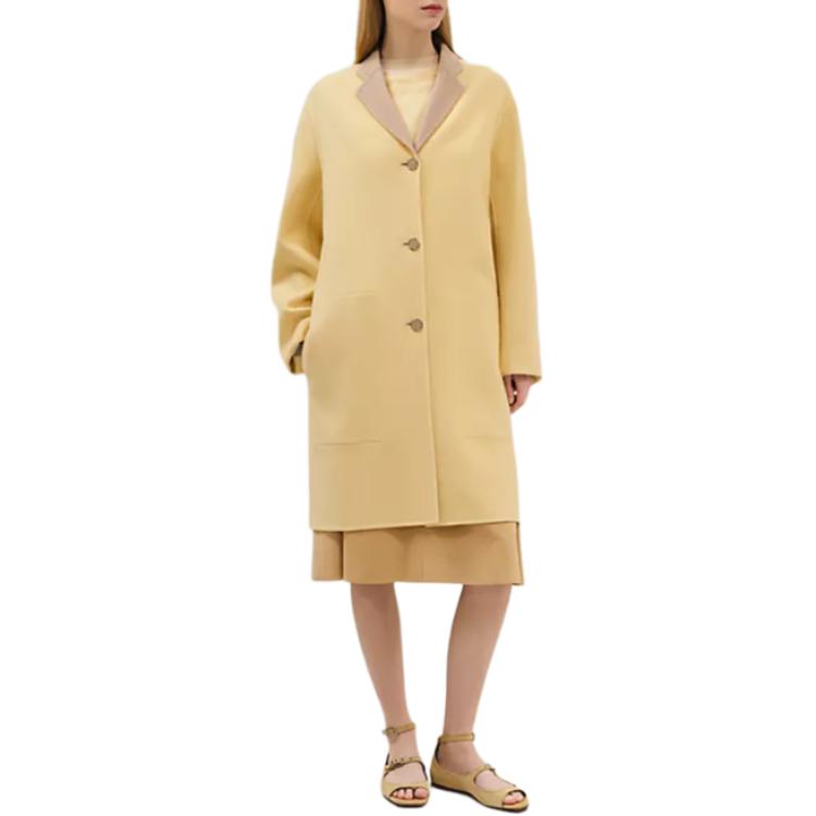 (Women) HERMES  Solid Color Single-Breasted Coat in Yellow H4H0103DBDG
