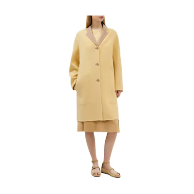 (Women) HERMES Solid Color Single-Breasted Coat in Yellow H4H0103DBDG