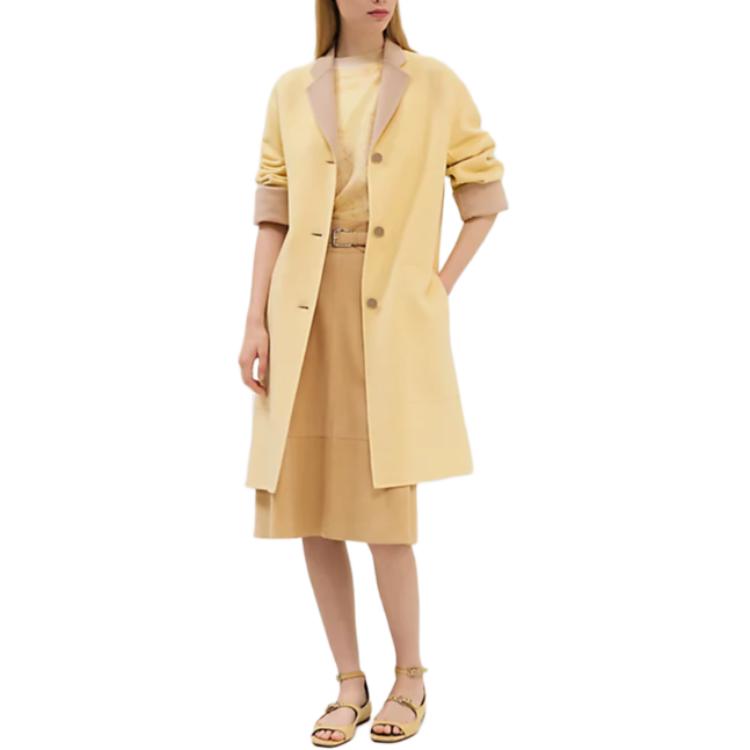 Lookbook (Women) HERMES  Solid Color Single-Breasted Coat in Yellow H4H0103DBDG