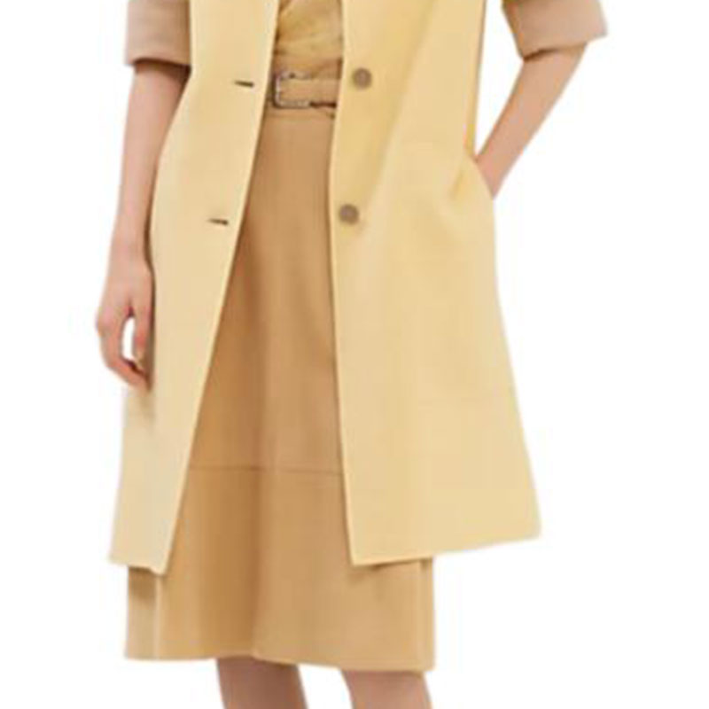 Details for (Women) HERMES  Solid Color Single-Breasted Coat in Yellow H4H0103DBDG