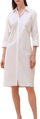 (W) HERMES Gaun Solid Color dengan Kerah Dasi Lengan 3/4. H4E0501DV02 Order (W) HERMES Gaun Solid Color dengan Kerah Dasi Lengan 3/4. H4E0501DV02