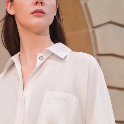 (W) HERMES Gaun Solid Color dengan Kerah Dasi Lengan 3/4. H4E0501DV02 Purchase (W) HERMES Gaun Solid Color dengan Kerah Dasi Lengan 3/4. H4E0501DV02