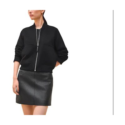 (Women) HERMES Solid Color Zipper Knit Cardigan Black. H4E0241DC02