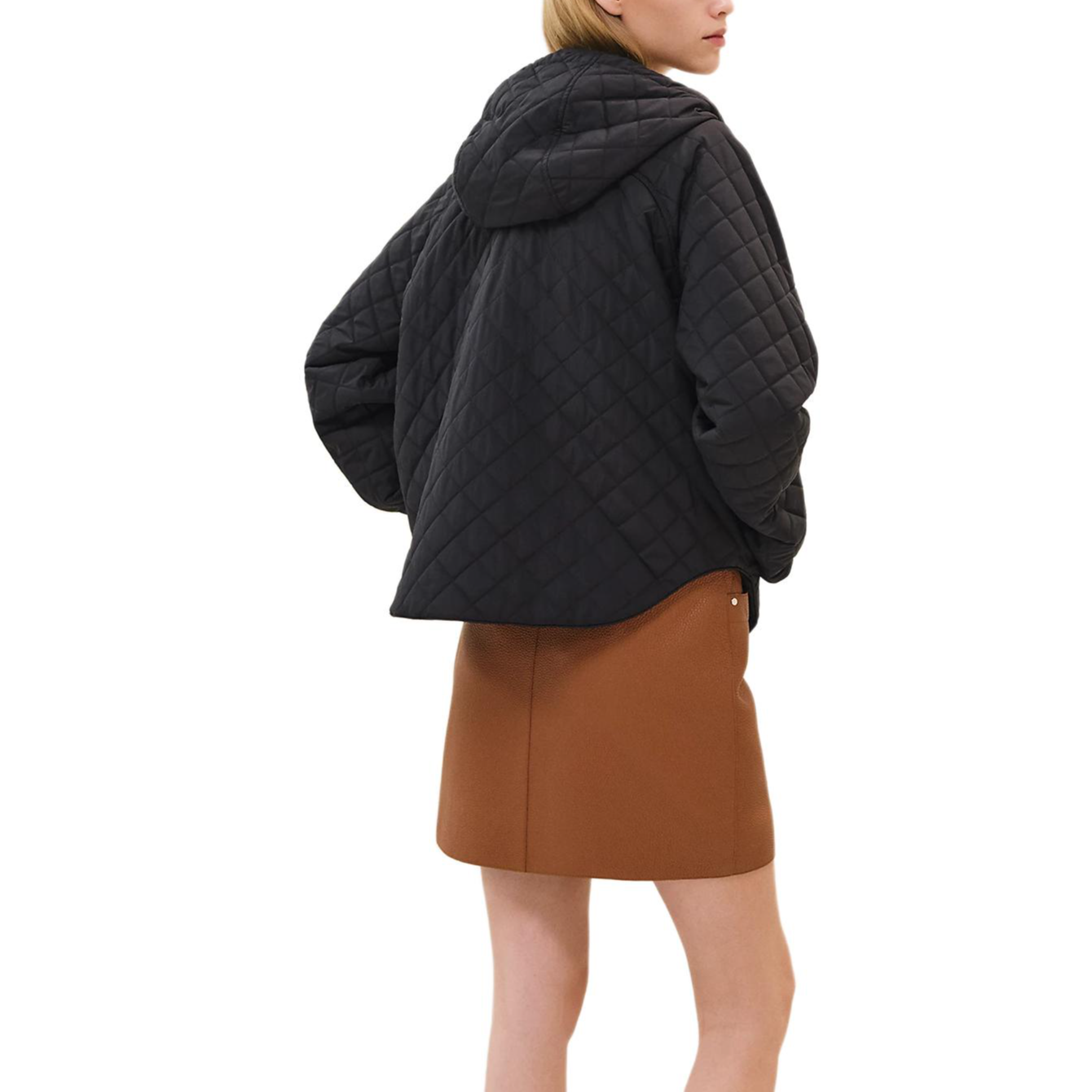 Lookbook (Women) HERMES  Solid Quilted Long Sleeve Zip-Up Hoodie Jacket - Black H5E0161DK5H