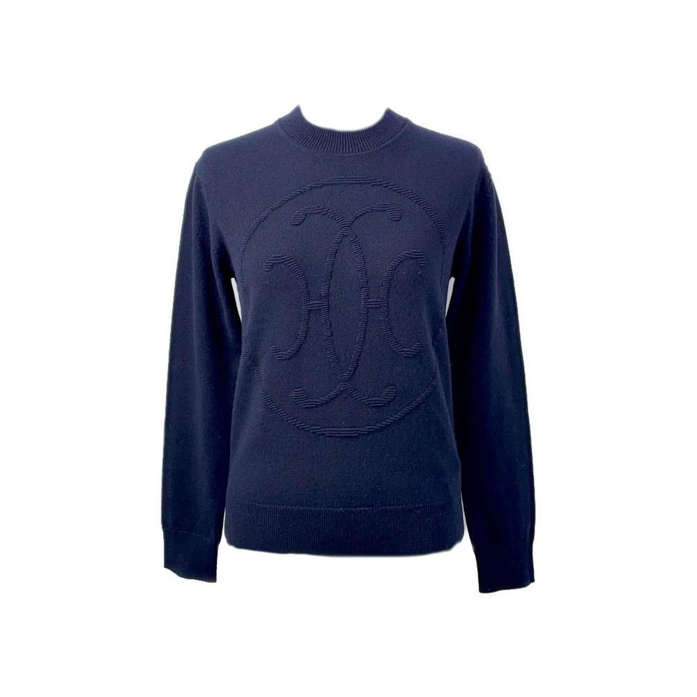 (Women) HERMES  Solid Ribbed Cashmere Crewneck Sweater Purple. H4H2602D13D