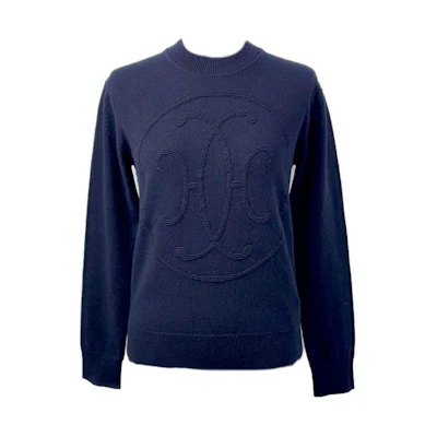 (Women) HERMES Solid Ribbed Cashmere Crewneck Sweater Purple. H4H2602D13D