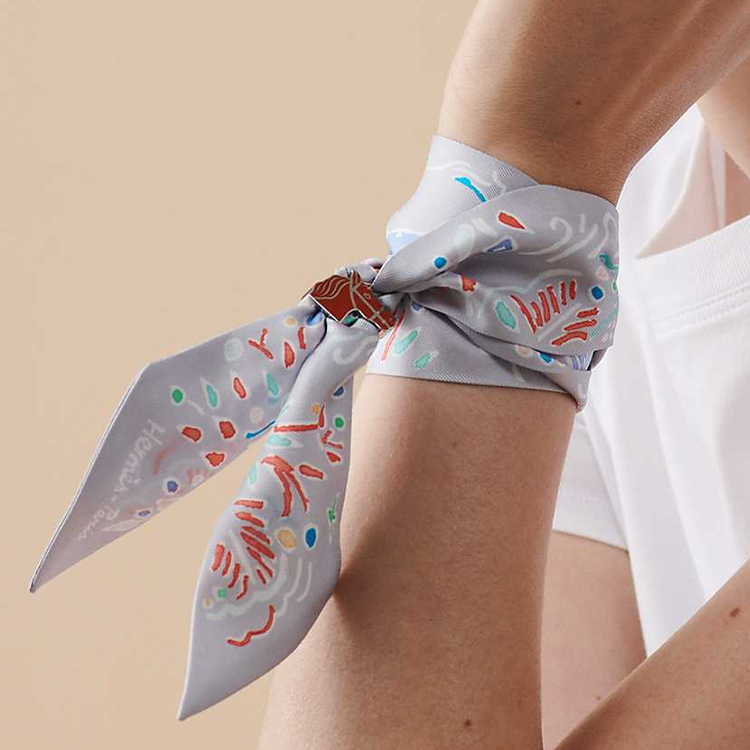 (Women) HERMES  Spring Island Twilly Scarf Multicolor Silk Accessory H063755S-02 圖 3