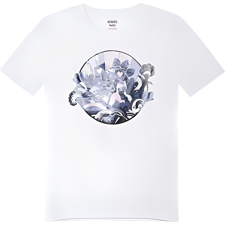 (Women) HERMES  SS22 White Graphic Print Crewneck Casual T-Shirt H2E4613DU90