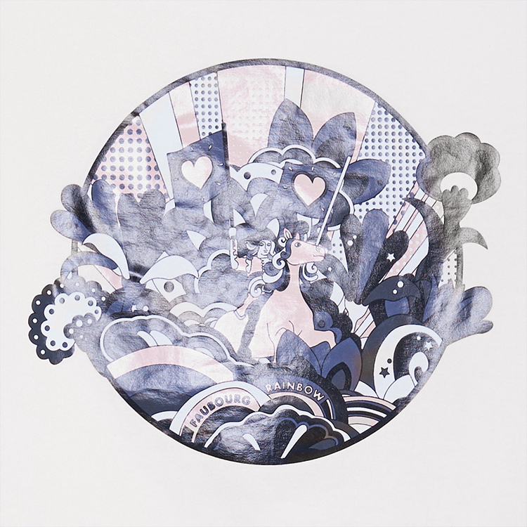 (Women) HERMES  SS22 White Graphic Print Crewneck Casual T-Shirt H2E4613DU90 圖 6