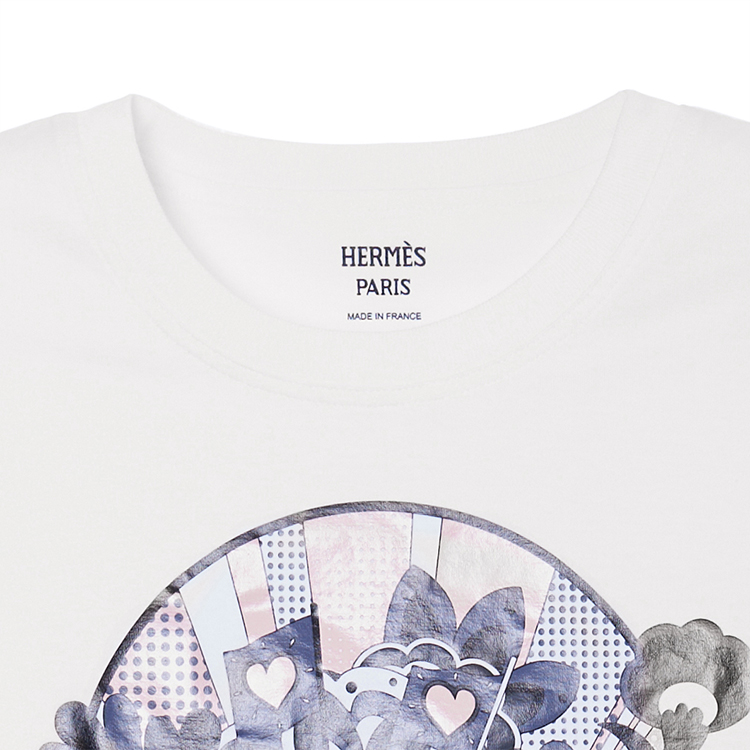 (Women) HERMES  SS22 White Graphic Print Crewneck Casual T-Shirt H2E4613DU90 圖 7