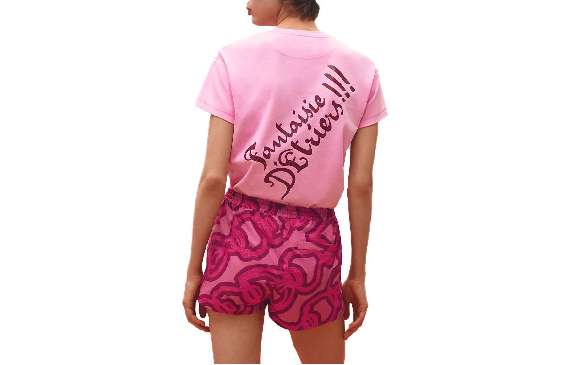 Lookbook (Women) HERMES  SS23 Geometric Print High-Waisted Shorts Rose Cassava Pink H3E0454DWOX
