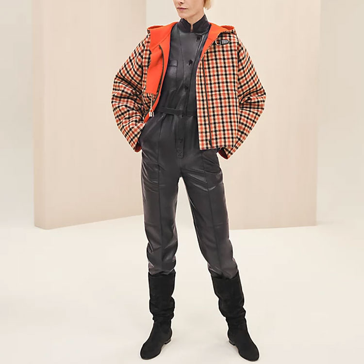 Lookbook (Women) HERMES  SS23 Plaid Hooded Cropped Coat Multicolor. H3H0145DE5P