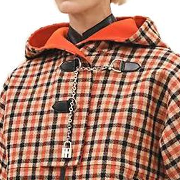 Purchase (Women) HERMES  SS23 Plaid Hooded Cropped Coat Multicolor. H3H0145DE5P