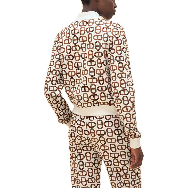 Shop (W) HERMES SS24 Chaqueta Marrón Castaño con Cremallera y Logo Manga Larga. H4E4220DD1W