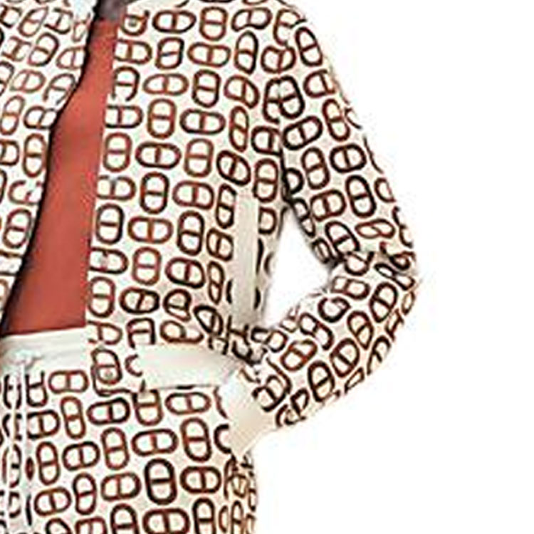 Sizing (W) HERMES SS24 Chaqueta Marrón Castaño con Cremallera y Logo Manga Larga. H4E4220DD1W