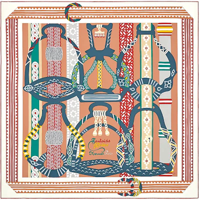 (W) 爱马仕 Stirrup Fantasia 印花丝巾 奶油色/栗褐色/海洋色 H003921S 17 Order (W) 爱马仕 Stirrup Fantasia 印花丝巾 奶油色/栗褐色/海洋色 H003921S 17