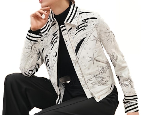 (Women) HERMES Striped Print Long-Sleeve Jacket Multi-color H3H0258DU02 Buy (Women) HERMES Striped Print Long-Sleeve Jacket Multi-color H3H0258DU02