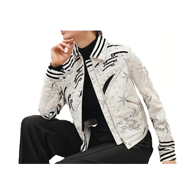(Women) HERMES Striped Print Long-Sleeve Jacket Multi-color H3H0258DU02