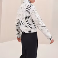 Shop (Women) HERMES Striped Print Long-Sleeve Jacket Multi-color H3H0258DU02