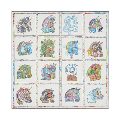 (Women) HERMES Stylish Minimalist Horse Prism Silk Scarf. H003913S 07