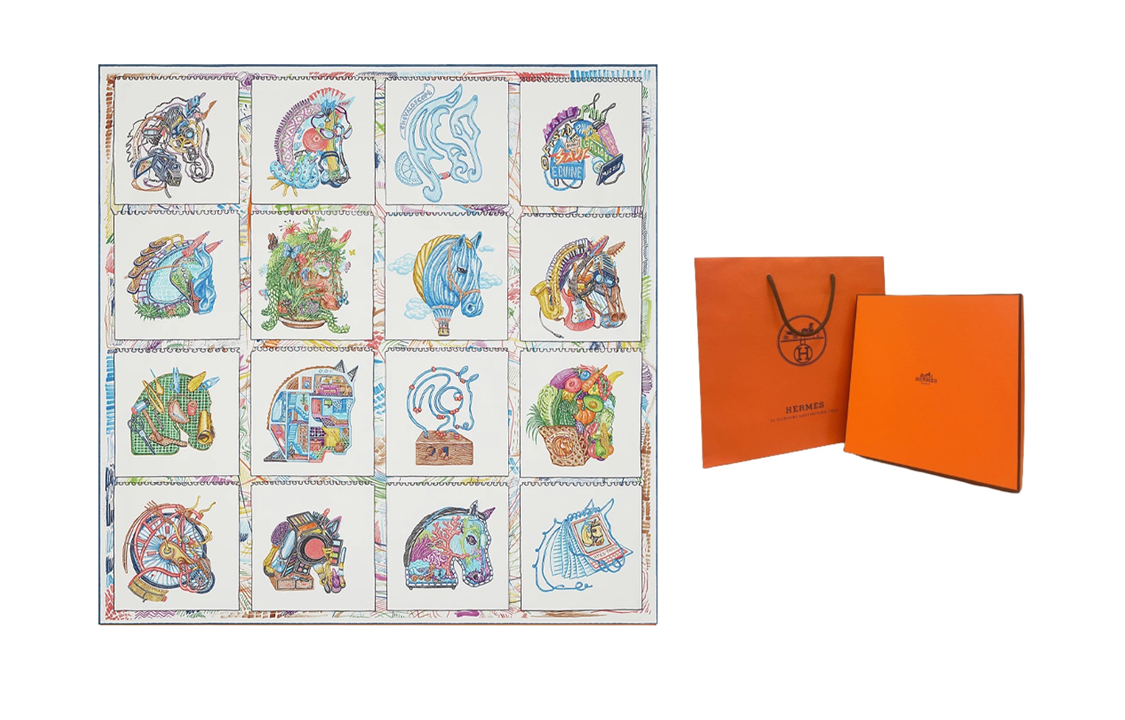 (Women) HERMES  Stylish Minimalist Horse Prism Silk Scarf. H003913S 07 圖 4