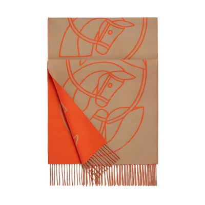 (Women) HERMES Stylish Warm Knit Scarf with Animal Pattern. H253955S