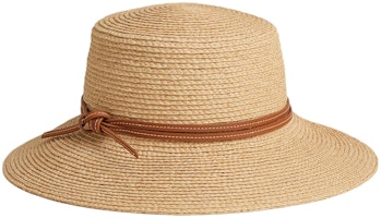 (Women) HERMES Swift Calfskin Rope Raffia Hat Natural/Gold. H241063NvNG56 (Women) HERMES Swift Calfskin Rope Raffia Hat Natural/Gold. H241063NvNG56