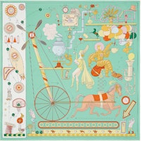 (Women) HERMES Tea for Two Print Silk Scarf - Jade Green/White/Yellow H003968S 08 (Women) HERMES Tea for Two Print Silk Scarf - Jade Green/White/Yellow H003968S 08